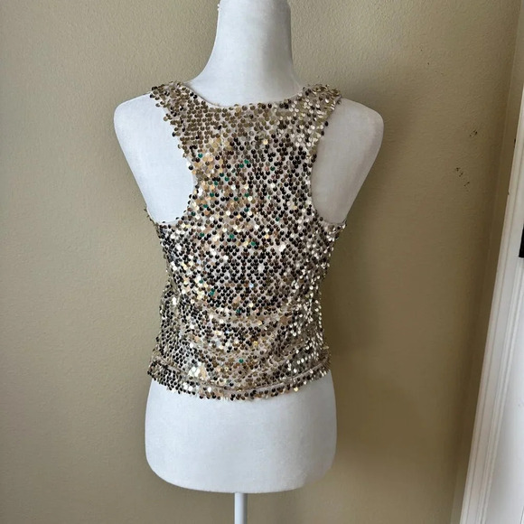 NWOT ABERCROMBIE & FITCH Gold Sequin Racer Back Tank Top - size XS - Picture 5 of 8